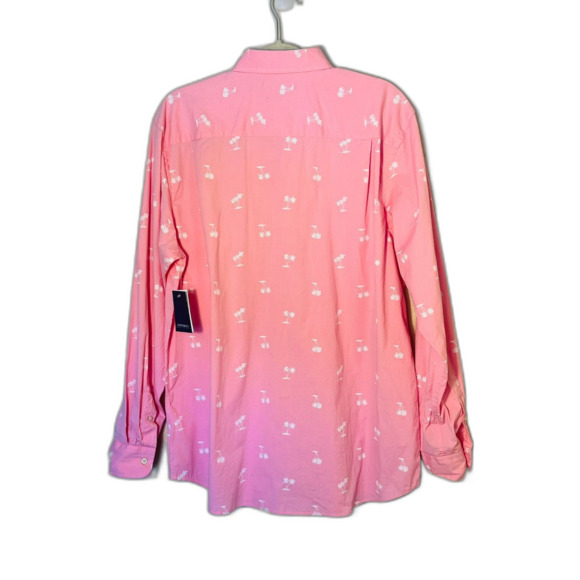 NWT Crown & Ivy Men's Pink Palm Tree Button Up Shirt Large - Picture 3 of 8